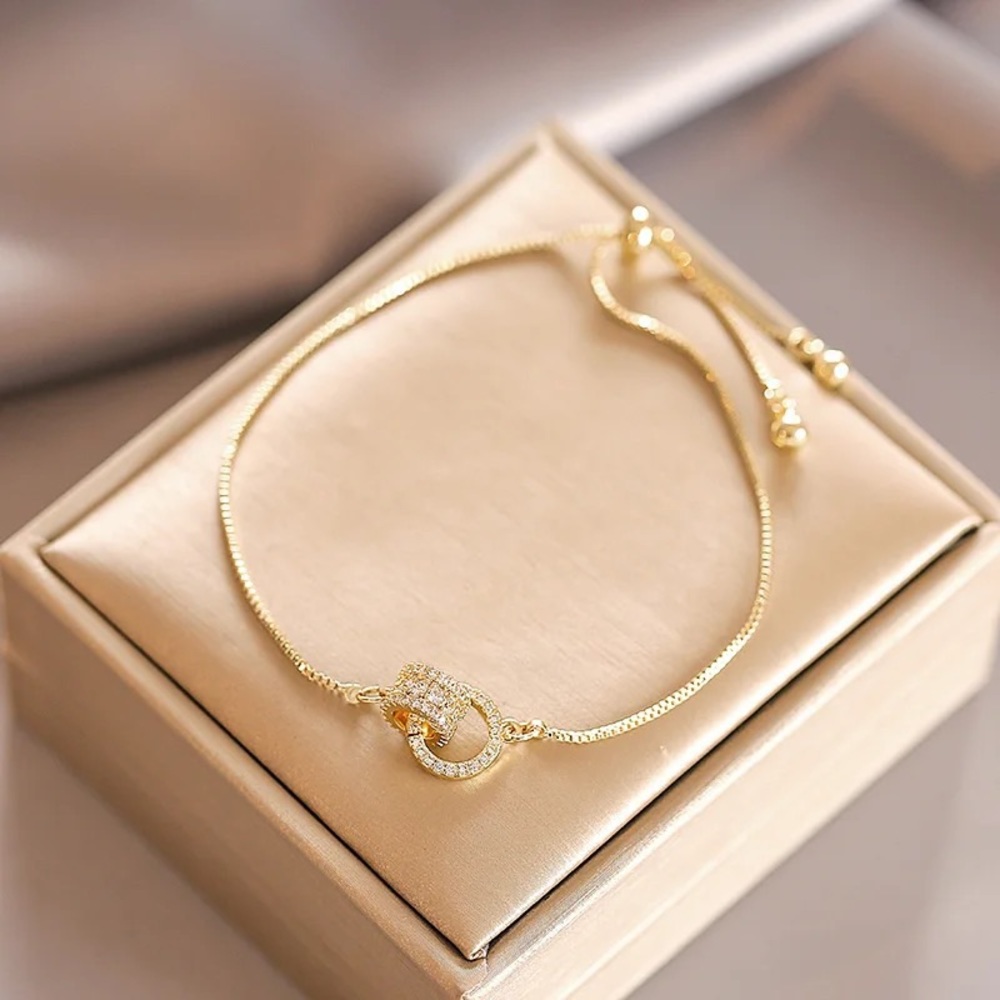 NEW 14K Gold Plated Diamond rings Bracelet - Picture 7 of 7